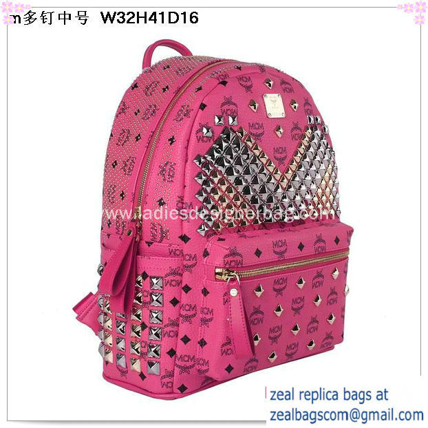 High Quality Replica Hot Sale MCM Medium Stark Front Studs Backpack MC4237 Red - Click Image to Close